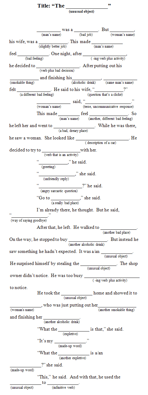 Carver Mad Libs