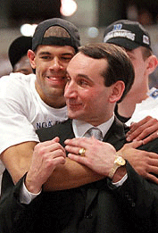 Coach K and Backwards Hat